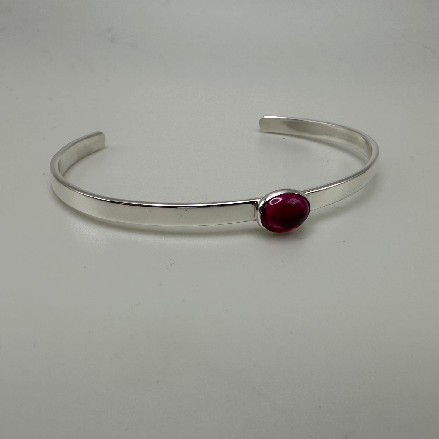 Ruby (synthetic) Petite Sterling Silver Cuff Bracelet