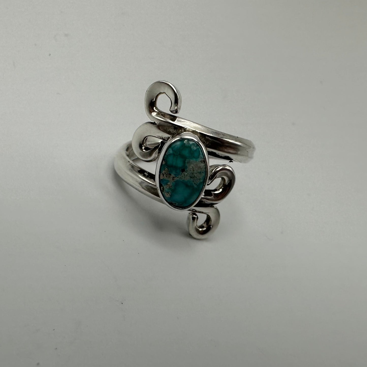 White Water Turquoise Sterling Silver Ring, Size 6